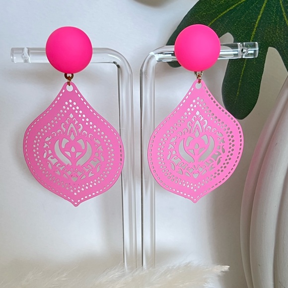 Colorful Ornate Earrings - Pop-of-color Statement Earrings - Summer Earrings - Picture 15 of 16